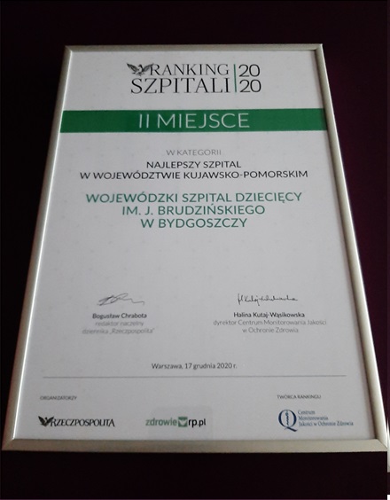 2. Miejsce wśród szpitali pediatrycznych