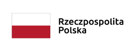 Biało-czerwona flaga Polski obok napis Rzeczpospolita Polska