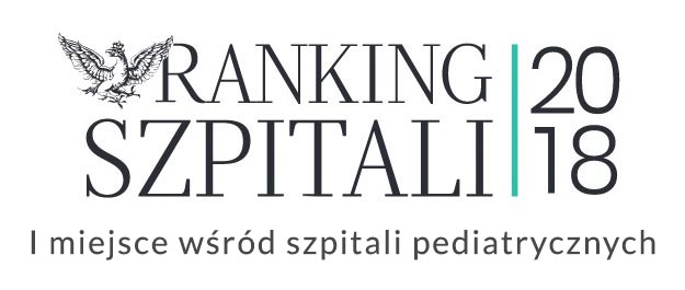 Ranking Szpitali 2018 Dziennika Rzeczpospolita i Centrum Monitorowania Jakości w Ochronie
Zdrowia logotyp, podpis: pierwsze miejsce wśród placówek pediatrycznych