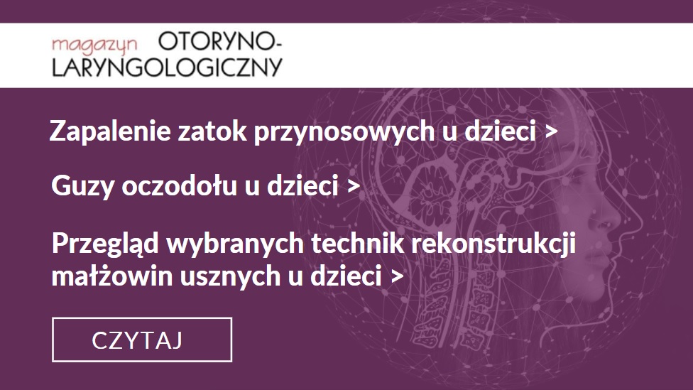 Infografika przedstawiająca tematy związane z otorynolaryngologią, w tym zapalenie zatok i guzy uszne u dzieci.