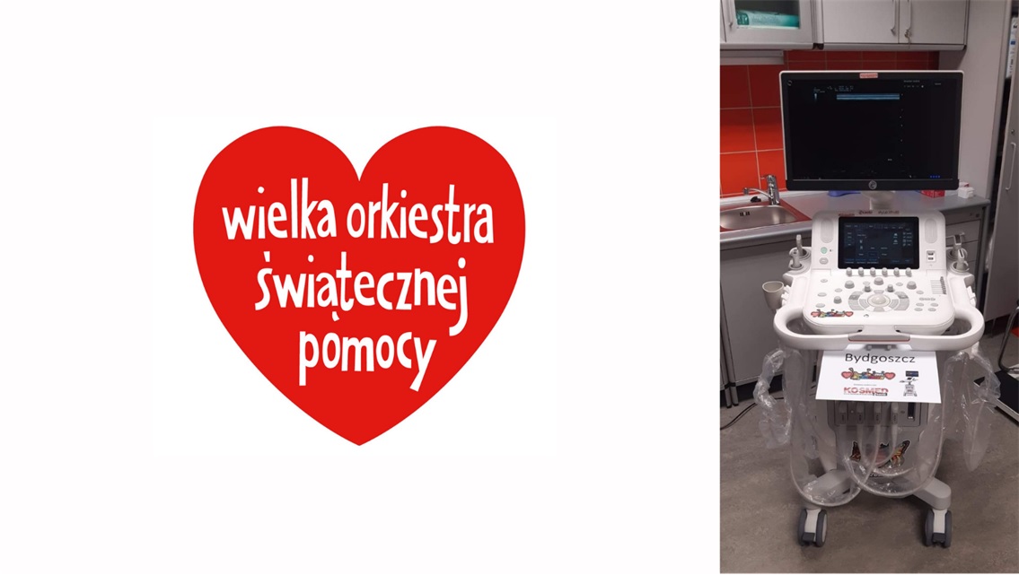 Ultrasonograf podarowany przez Wielką Orkiestrę Świątecznej Pomocy w Bydgoszczy, wspierający lokalną służbę zdrowia.