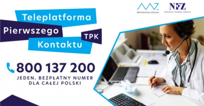 Teleplatforma Pierwszego Kontaktu, numer 800 137 200. Bezpłatna pomoc medyczna w Polsce.