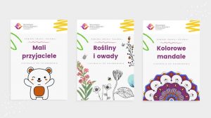 Ilustracje do kolorowania dla dzieci: Mali przyjaciele, Rośliny i owady, Kolorowe mandale.