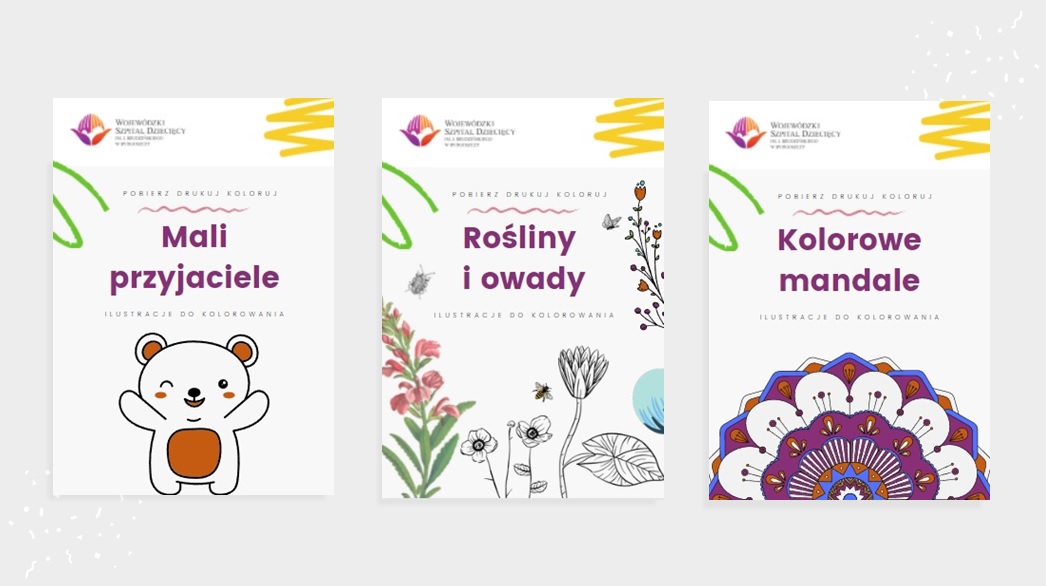Ilustracje do kolorowania dla dzieci: Mali przyjaciele, Rośliny i owady, Kolorowe mandale.