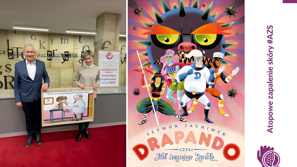 Szymon Jachimek i współpraca w projekcie "Drapando", promującym wiedzę o atopowym zapaleniu skóry.