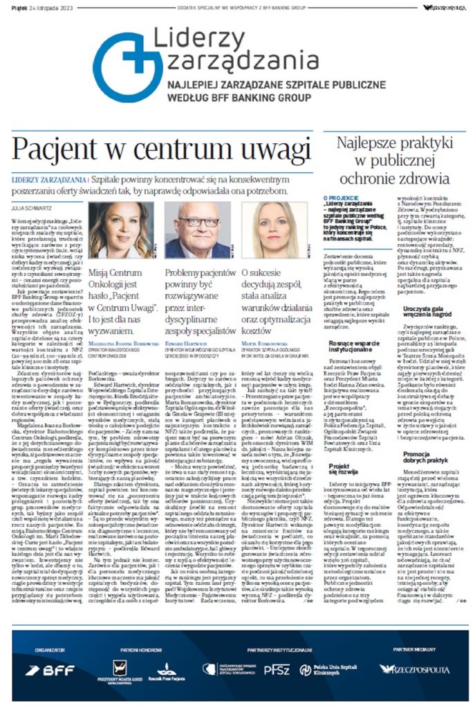 Artykuł o roli pacjenta w zarządzaniu szpitalami oraz metodach optymalizacji usług zdrowotnych w Polsce.
