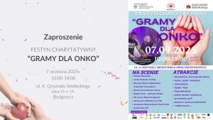 Zaproszenie do udziału w festynie Gramy dla Onko, plakat organizatora
