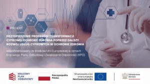 Logotypy: Krajowy Plan Odbudowy, Rzeczpospolita Polska, sfinansowane przez Unię Europejską, Ministerstwo Zdrowia