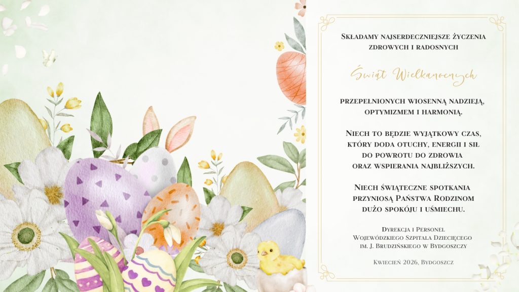 Kartka z życzeniami świątecznymi, kolorowe rysunki z motywami wielkanocnymi